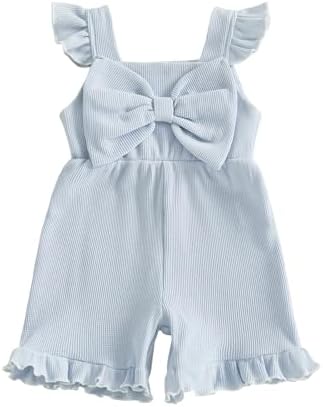 Little Girl Romper Toddler Overalls Summer Bow Jumpsuit Boho Outfit 6M-5T by Nibbcoa