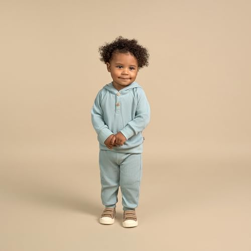 Modern Moments by Gerber Baby Girls Mini-Waffle 2 Piece Hoodie and Pant Set - Image 4