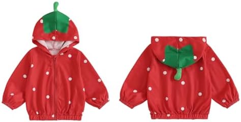 Toddler Girl Windbreaker Jacket Strawberry Baby Girls Hooded Fall Jackets Long - Image 6