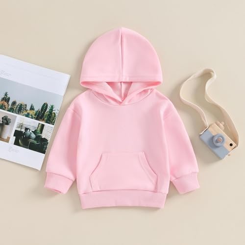 Toddler Baby Boy Girl Hoodies Solid Color Long Sleeve Kangaroo Pocket Hooded - Image 3