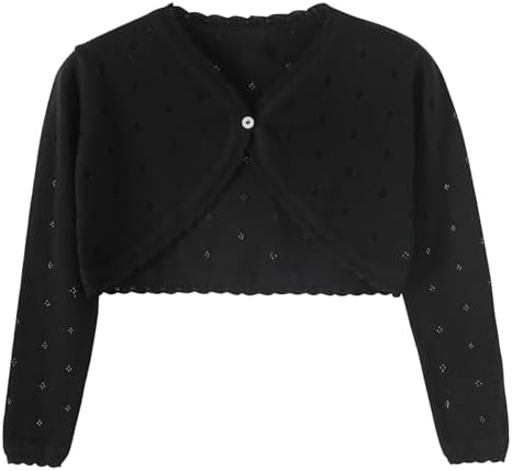 Girls Cardigan, Girls Bolero Shrug Sweater, Kids Knit Hollow Out Long Sleeve by Hvididan