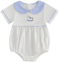 Baby Boy Girl Bubble Romper Short Sleeve Collar Summer Bodysuit by Merqwadd