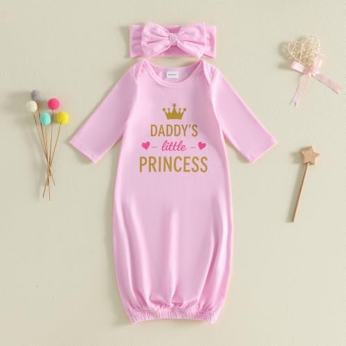 fhutpw Newborn Baby Girls Cotton Sleeper Gown She Is Here Nightgown Pajamas | - Image 3