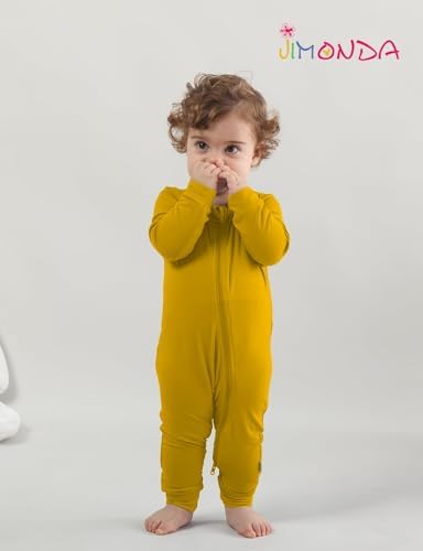 Jimonda Baby Romper Boys Girls Bamboo Pajamas 2-Way Zipper Footless Unisex Long - Image 4