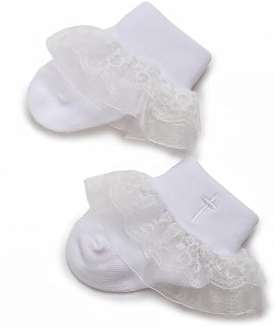 Baptism Socks for Baby Girls White - Image 3