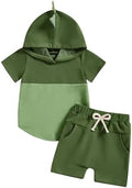 Toddler Baby Boy Hooded Dinosaur Summer Outfit Funny T-Shirt Shorts Set by LIOMENGZI