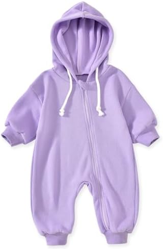 Unutiylo Unisex Baby Boys Girls Long Sleeve Infant Baby Zipper Hooded Jumpsuits by Unutiylo