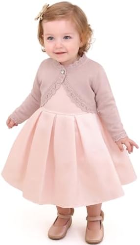 Lilax Little Girls' Knit Long Sleeve Button Closure Bolero Cardigan Shrug - Image 6