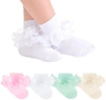 Baby Girls Ruffle Socks Double Layer Lace Turn Cuff Dress Socks by Dioxay