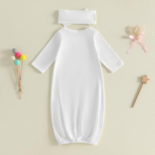 fhutpw Newborn Baby Girls Cotton Sleeper Gown She Is Here Nightgown Pajamas | - Image 4