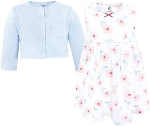 Hudson Baby Infant and Toddler Girls Cotton Dress and Cardigan Set - Image 3