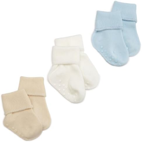 Jefferies Socks Baby Unisex Baby Organic Cotton Non-skid Turn Cuff Socks 3 Pair by JefferiesSocks
