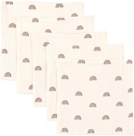 5-Pack 100% Cotton Muslin Baby Washcloths 10"X10", Rainbow | Ultra Soft by Unknown