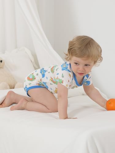 Kids Rayon of Bamboo Pajamas Set Short Sleeve Button Shorts Ages 0-24 - Image 6