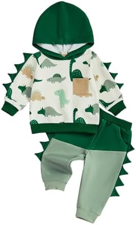 Infant Baby Boy Fall Winter Clothes Outfit Hooded Long Sweatshirt Pant Set by LIOMENGZI