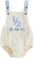 Honganda Baby Boy 1/2 Birthday Outfit Half Way to One Cake Smash Romper by Honganda