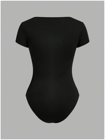 RoseSeek Girl's Short Sleeve Bodysuit Square Neck Leotard Tops 2 Pack - Image 5