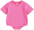 Baby Boy Girl Bubble Romper Infant Plain Oversize T-shirt Bodysuit by Merqwadd