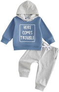 Infant Baby Boy Fall Winter Clothes Outfit Hooded Long Sweatshirt Pant Set by LIOMENGZI