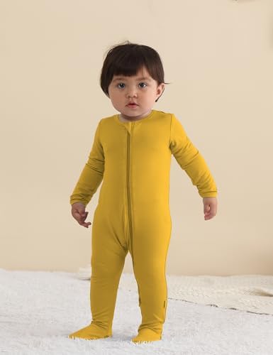 Long Sleeve Baby Bamboo Rayon Romper Infant One-Piece Double Zipper Footies | - Image 5