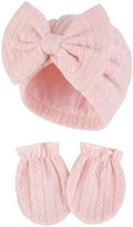 Newborn Baby Girl Hat Mittens Preemie Soft Hospital Bow Hats Beanie No Scratch by MKYSZLTSOCKS-EnjoyComfort
