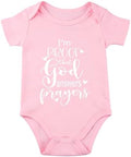 listery I'M Proof That God Answers Prayers Baby Bodysuit Baby Religious Infant by listery