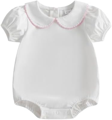 Baby Boy Girl Bubble Romper Short Sleeve Collar Summer Bodysuit by Merqwadd