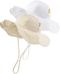 HONGTEYA Baby Sun Hat Muslin Wide Brim Toddler Girl Beach Bucket Hat by HONGTEYA