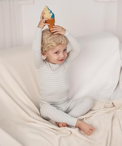 AVAUMA Stripe Pattern Baby Boys Girls Pajama Set Kids Toddler Snug fit Ribbed - Image 4