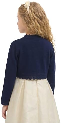 Lilax Little Girls' Knit Long Sleeve Button Closure Bolero Cardigan Shrug - Image 5