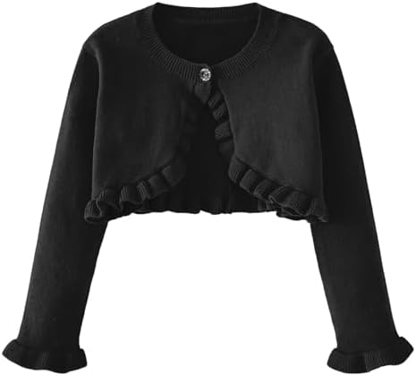 Toddler Girls Cardigan Sweater Bolero Shrug Baby Kids Long Sleeve Cropped Dress by Miccina