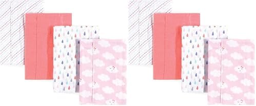 Luvable Friends Unisex Baby Cotton Flannel Burp Cloths, Girl Clouds, One Size by Luvable+Friends