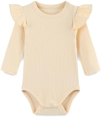 Baby Girl Knit Ruffle Outfit Clothes Ribbed 100% Organic Cotton Solid Color by Unknown