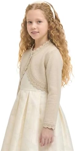 Lilax Little Girls' Knit Long Sleeve Button Closure Bolero Cardigan Shrug - Image 5