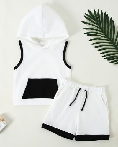 SANMIO Toddler Boy Clothes Summer Outfits Hoodie Tank Tops and Shorts Set - Image 5