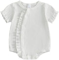 Fernvia Newborn Baby Girl Clothes Solid Color Ribbed Knit Ruffle Romper Preemie by Fernvia