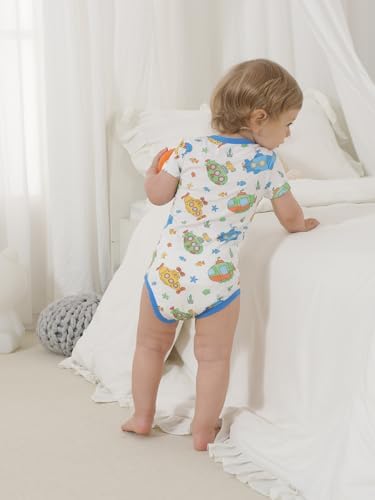 Kids Rayon of Bamboo Pajamas Set Short Sleeve Button Shorts Ages 0-24 - Image 5