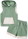 SANMIO Toddler Boy Clothes Summer Outfits Hoodie Tank Tops and Shorts Set by SANMIO