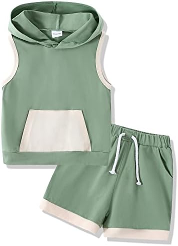 SANMIO Toddler Boy Clothes Summer Outfits Hoodie Tank Tops and Shorts Set by SANMIO