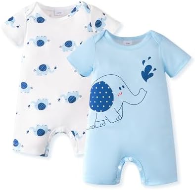 NZRVAWS Newborn Baby Boy Clothes Infant Romper 2-Pack outfit Cute Pattern by NZRVAWS
