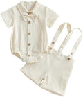 PUHHAPIEY Baby Boy Gentleman Wedding Outfit Dress Romper Suspender Pants | 0 3 by PUHHAPIEY