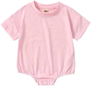 Baby Boy Girl Bubble Romper Infant Plain Oversize T-shirt Bodysuit by Merqwadd