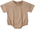 Baby Boy Girl Bubble Romper Infant Plain Oversize T-shirt Bodysuit by Merqwadd