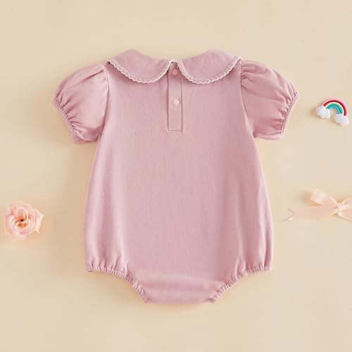 Baby Boy Girl Bubble Romper Short Sleeve Collar Summer Bodysuit - Image 3