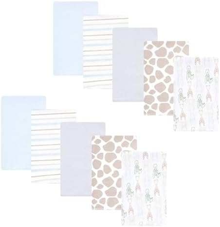 Hudson Baby Cotton Flannel Burp Cloths 10-Pack, Modern Safari Friends, One Size by HudsonBaby