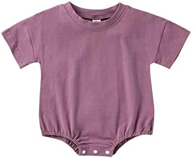 Baby Boy Girl Bubble Romper Infant Plain Oversize T-shirt Bodysuit - Image 2