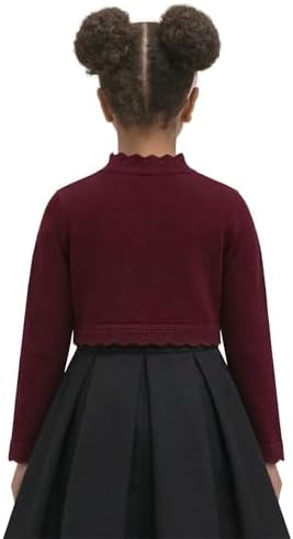 Lilax Little Girls' Knit Long Sleeve Button Closure Bolero Cardigan Shrug - Image 5