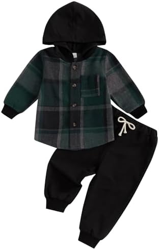 Infant Baby Boy Fall Winter Clothes Outfit Hooded Long Sweatshirt Pant Set by LIOMENGZI