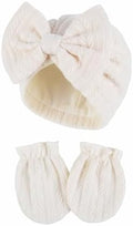Newborn Baby Girl Hat Mittens Preemie Soft Hospital Bow Hats Beanie No Scratch by MKYSZLTSOCKS-EnjoyComfort