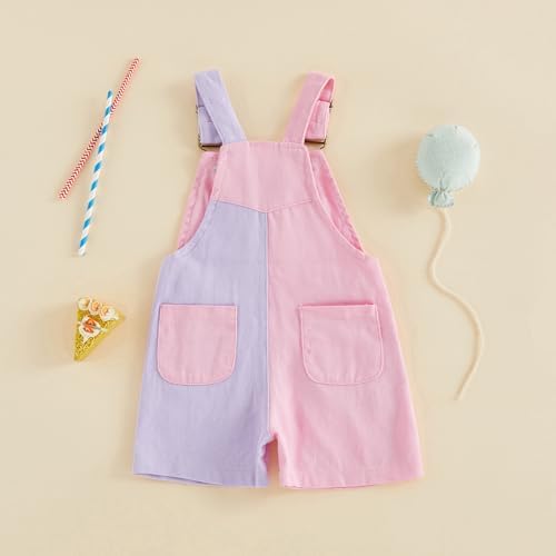 Fernvia Toddler Kids Baby Girl Boy Contrast Color Overalls Shorts Clothes - Image 7